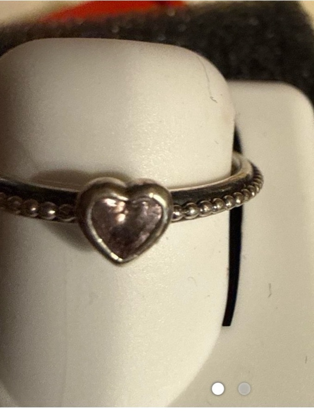 Delicate Heart Bead Stackable Ring in Silver Pandora